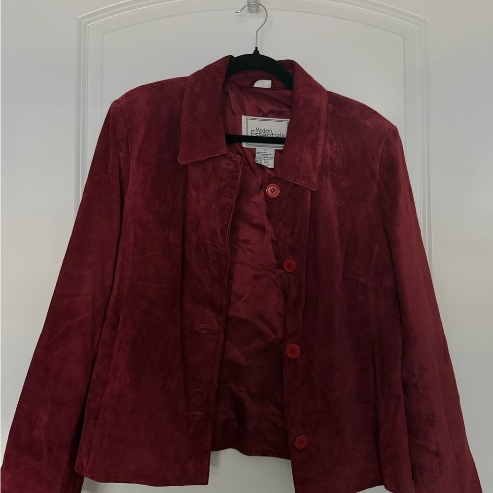 Evan Picone Burgundy Suede Blazer